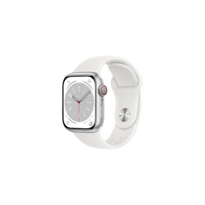 Apple Watch Series 8 GPS + Cellular 41mm - Cassa in alluminio argento con cinturino Sport bianco