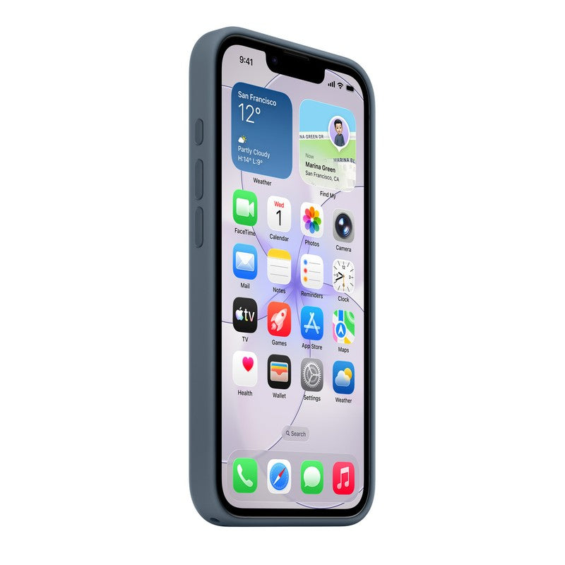 Custodia MagSafe in silicone per iPhone 17e - Blu salmastro