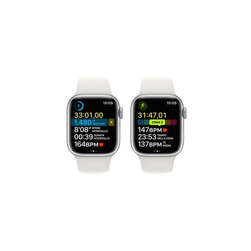 Apple Watch Series 8 GPS + Cellular 41mm - Cassa in alluminio argento con cinturino Sport bianco
