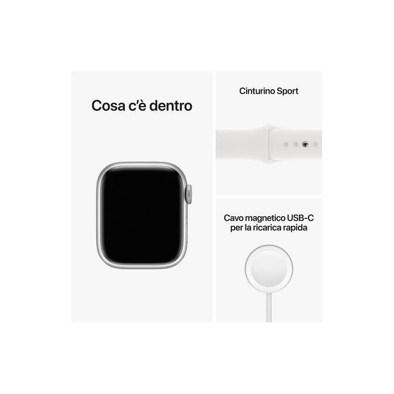 Apple Watch Series 8 GPS + Cellular 41mm - Cassa in alluminio argento con cinturino Sport bianco