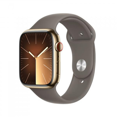 APPLE WATCH SERIES9 GPS + CELLULAR 45MM GOLD STAINLESS STEEL CASE WITH CLAY SPORT BAND - S/M