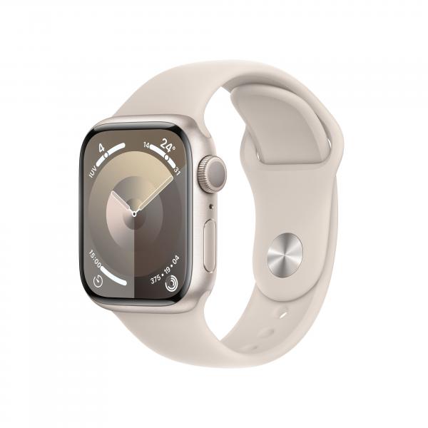 APPLE WATCH SERIES 9 GPS 41MM STARLIGHT ALUMINIUM CASE WITH STARLIGHT SPORT BAND - M/L