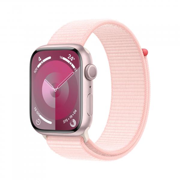 APPLE WATCH SERIES 9 GPS 45MM PINK ALUMINIUM CASE WITH LIGHT PINK SPORT LOOP