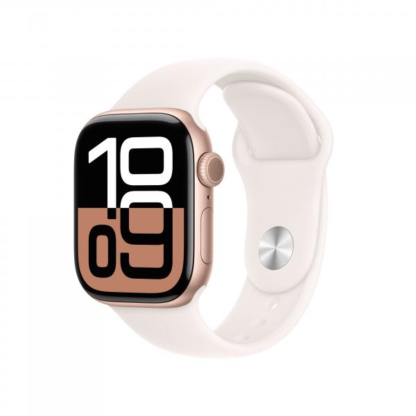 Apple Watch Series 10 GPS 42mm Rose Gold Aluminium Case with Light Blush Sport Band - S/M