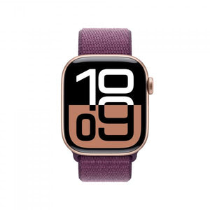 Apple Watch Series 10 GPS 42mm Rose Gold Aluminium Case with Plum Sport Loop