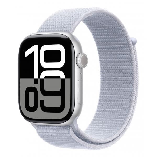 Apple Watch Series 10 GPS 46mm Silver Aluminium Case with Blue Cloud Sport Loop