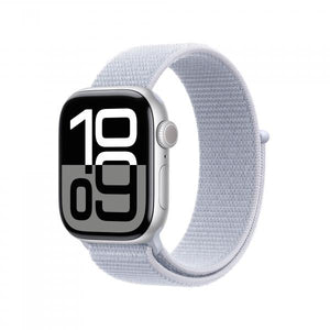 Apple Watch Series 10 GPS + Cellular 42mm Silver Aluminium Case with Blue Cloud Sport Loop