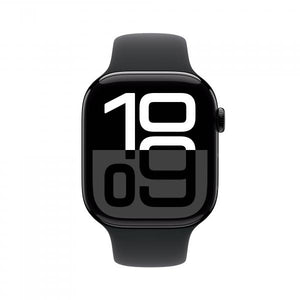 Apple Watch Series 10 GPS + Cellular 46mm Jet Black Aluminium Case with Black Sport Band - M/L