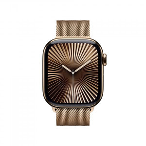 Apple Watch Series 10 GPS + Cellular 42mm Gold Titanium Case with Gold Milanese Loop