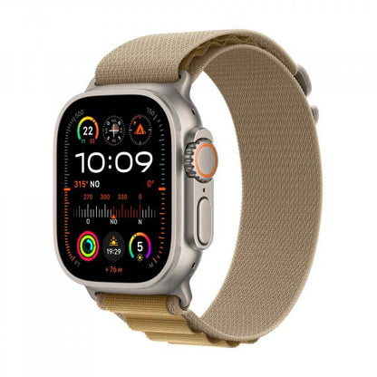 Apple Watch Ultra 2 GPS + Cellular 49mm Natural Titanium Case with Tan Alpine Loop - Small